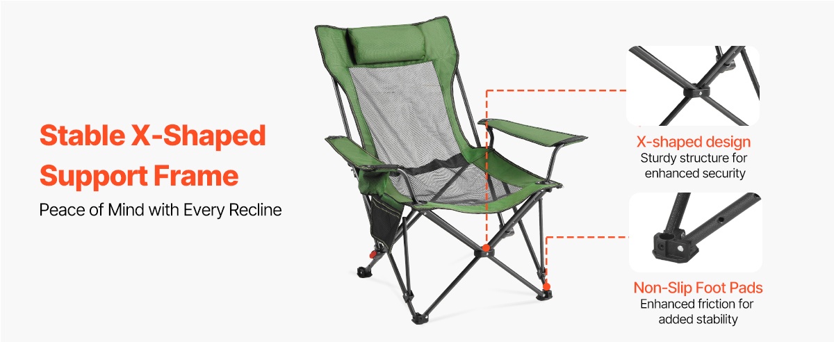 Retkituoli X-runkorakenteella ja liukuestejaloilla