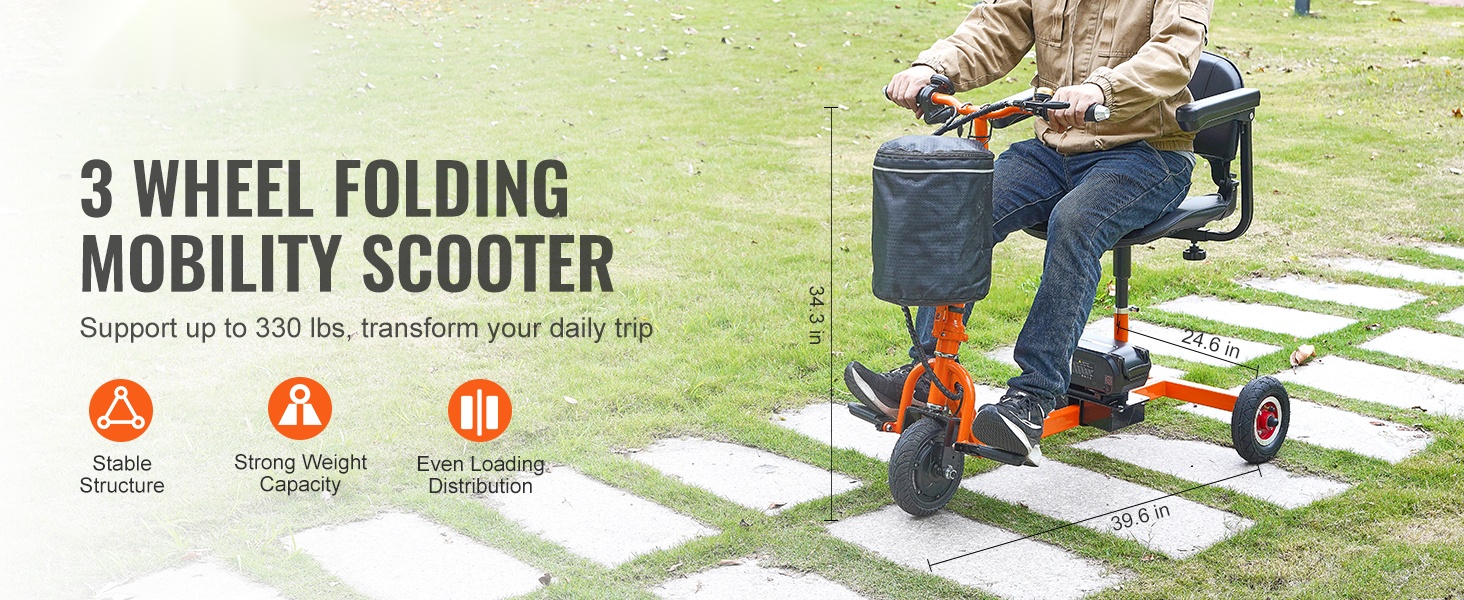 Taitettava 3-pyöräinen liikkumisskootteri