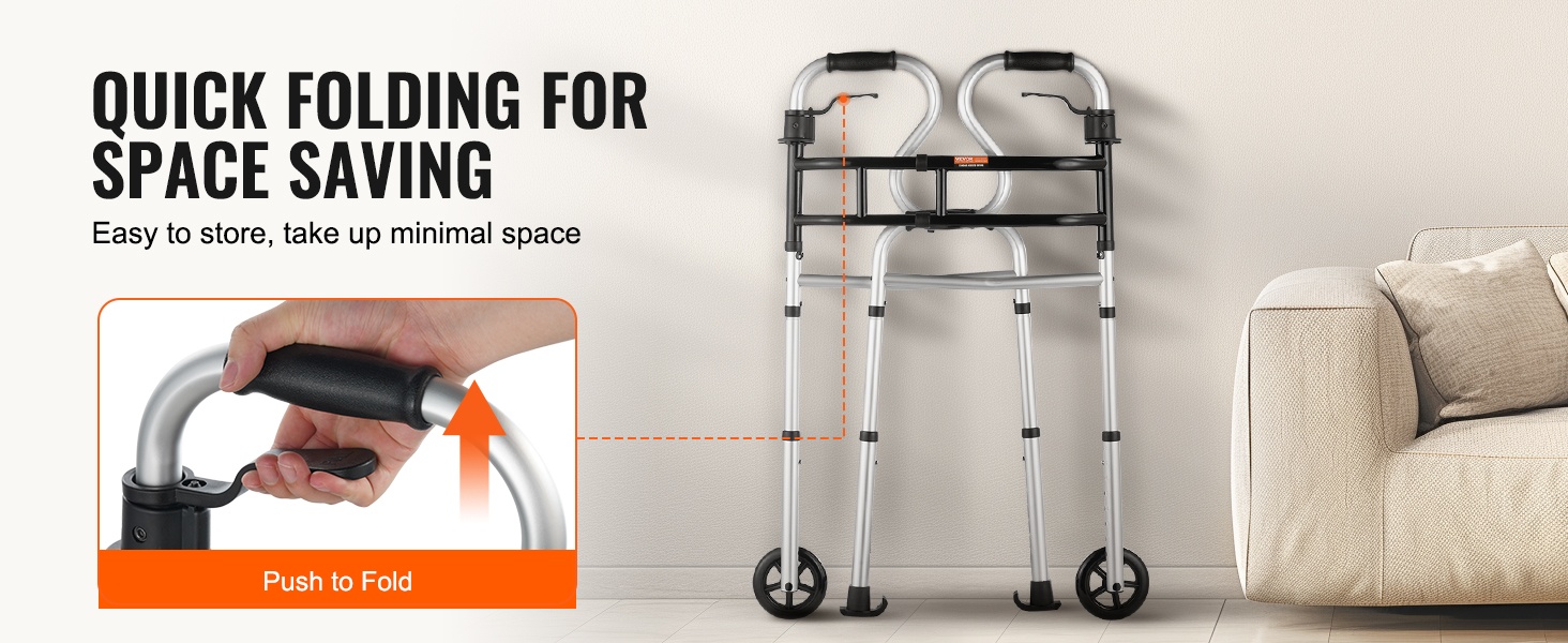 Taitettu kävelyteline kompaktissa koossa