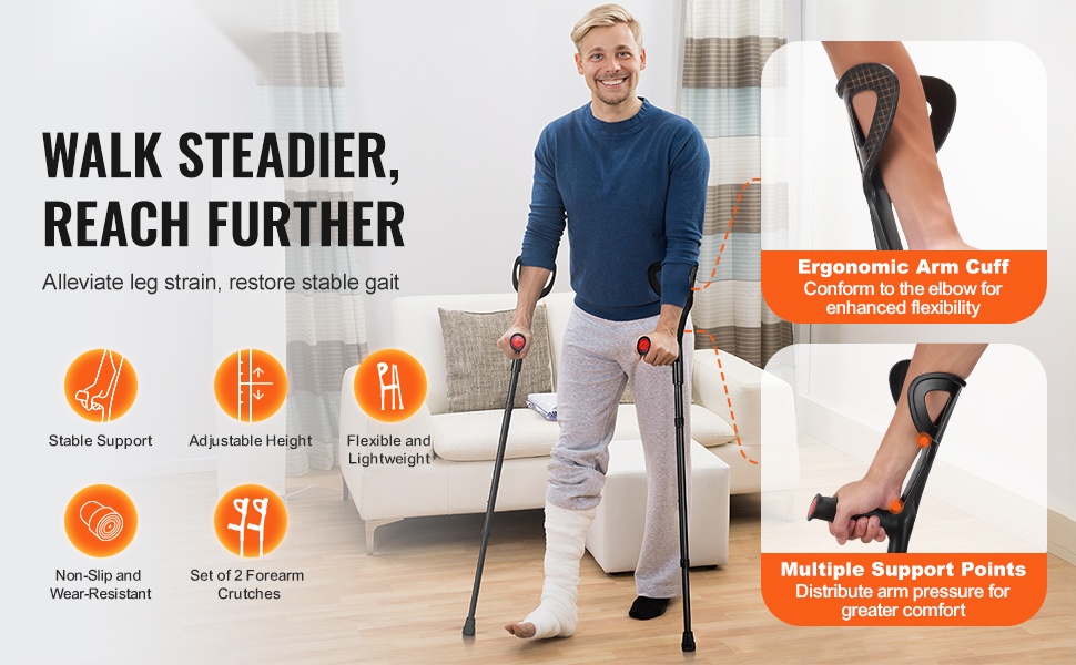 Kyynärsauvat aikuisille, alumiinirunko