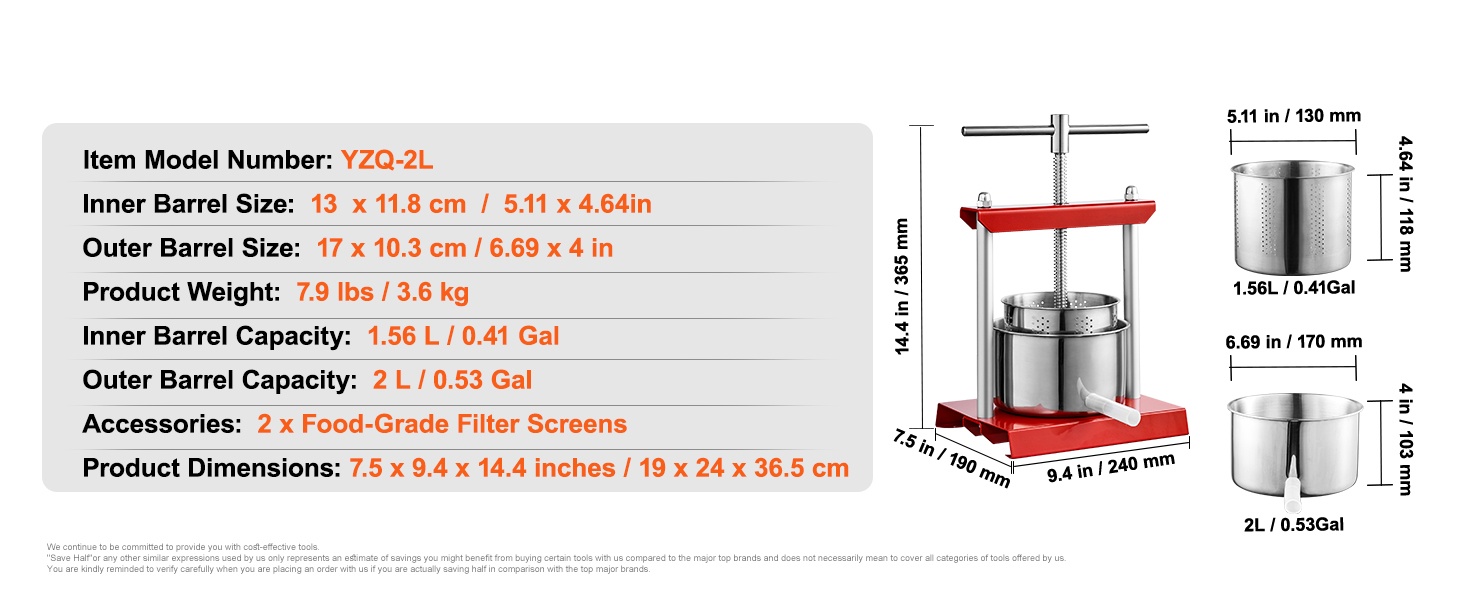 Puristimen osat ja mitat