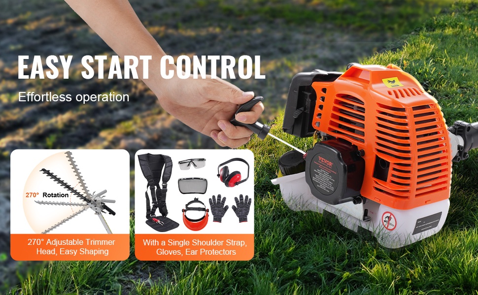 Käsikäyttöinen pensasleikkuri ja suojavarusteet