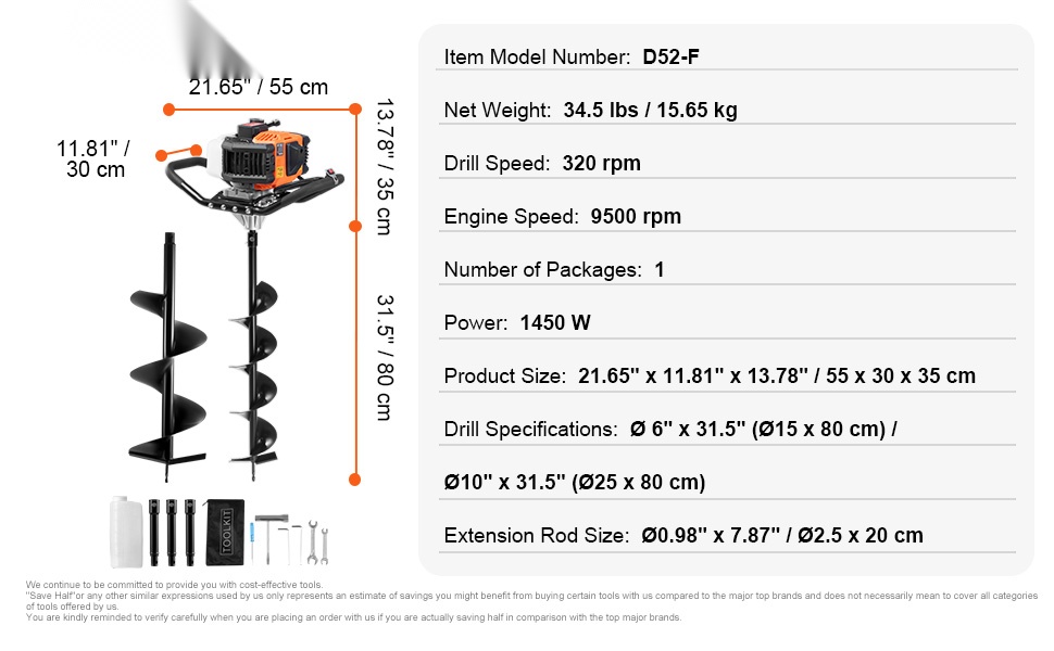 Bensiinikäyttöisen maaporan tarvikkeet