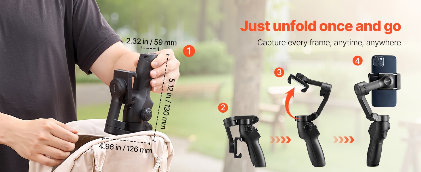 Kompakti taitettava gimbaali