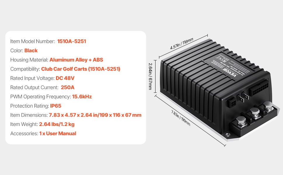 Golf-kärryn nopeussäätimen mitat ja rakenne