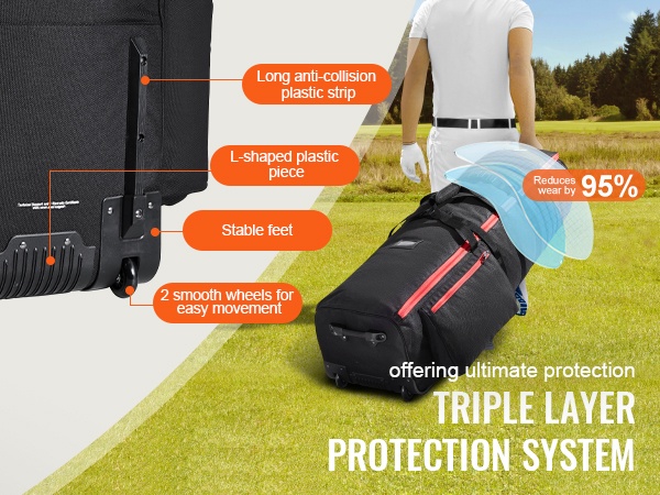 Golfmatkalaukku pyörillä lähikuva