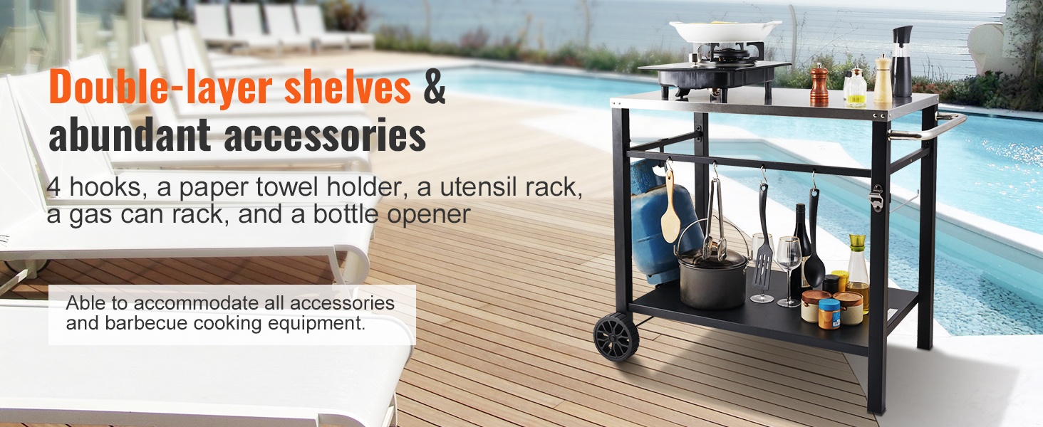 Kaksitasoinen hylly ja koukut