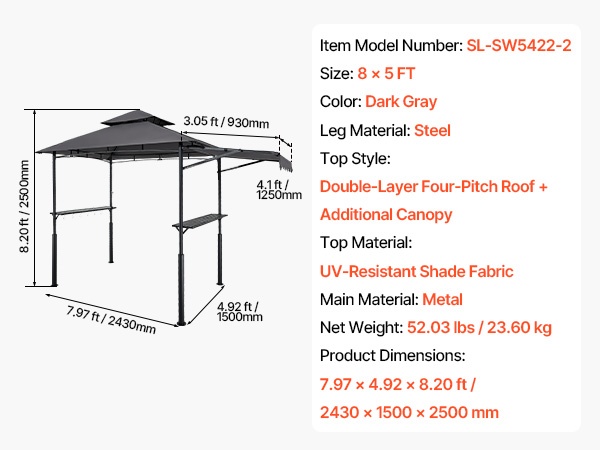 Grillikatoksen mitat ja rakenne mobiilinäkymä