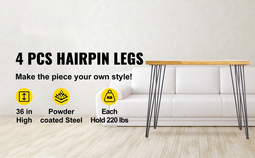 Hiuspinnapöydän jalat 36"