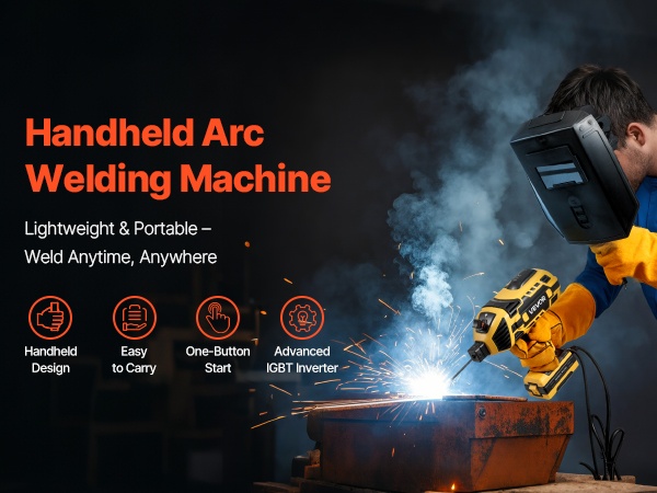 Kädessä pidettävä hitsauskone käytössä