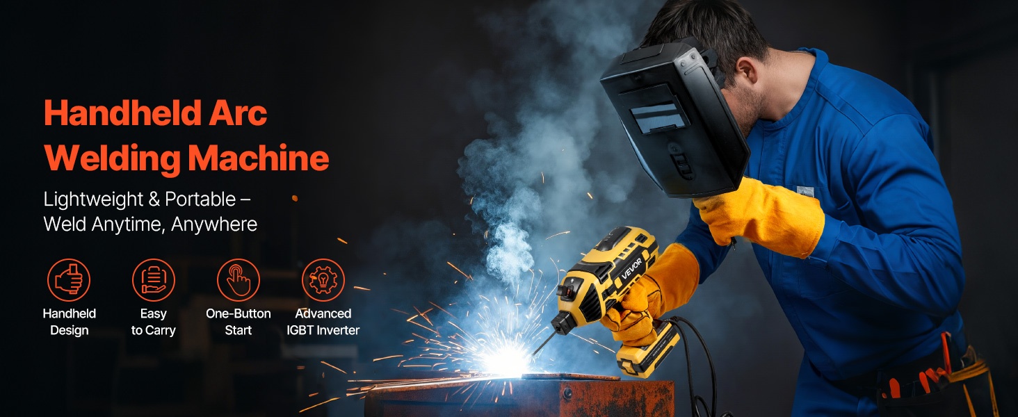 Kädessä pidettävä hitsauskone edestä