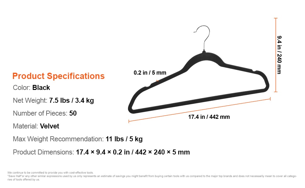 Samettihenkareiden mitat