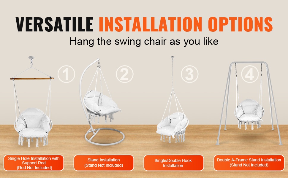 Makramee-keinutuolin yhteensopivuus eri telineiden kanssa