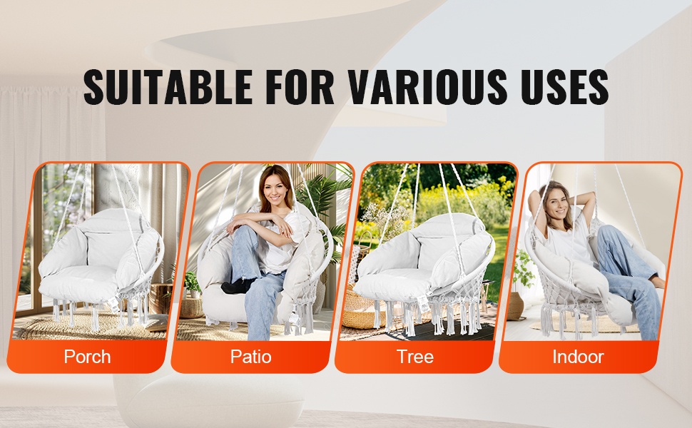 Boho-tyylinen keinutuoli puutarhassa tai pihalla