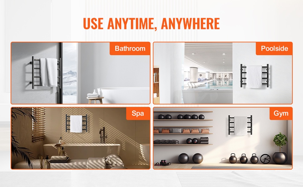 Pyyhelämmitin, seinäasennus ja kiinnitystarvikkeet