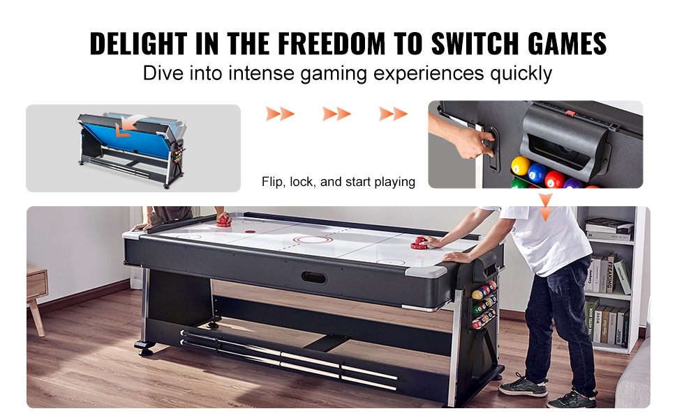 Kääntyvä pöytälevy helppoon pelien vaihtoon