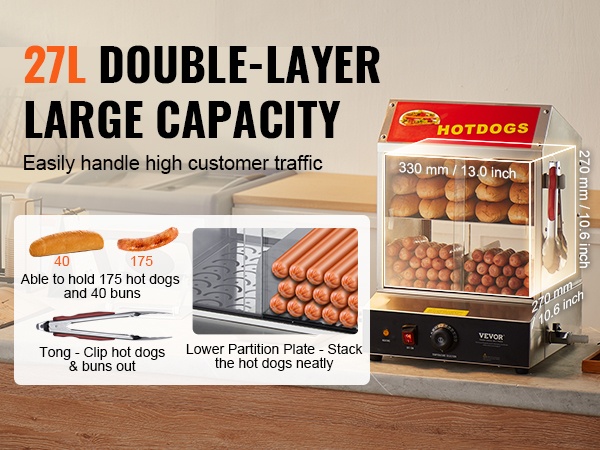 Vakio­lämpötila­toiminto hot dog -höyrystimessä