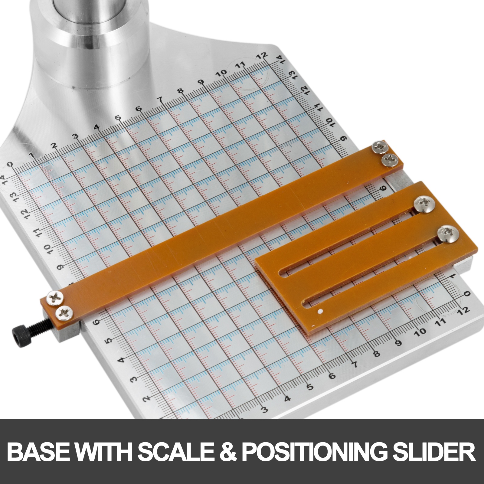 Pohjalevy asteikolla ja kohdistusliukurilla