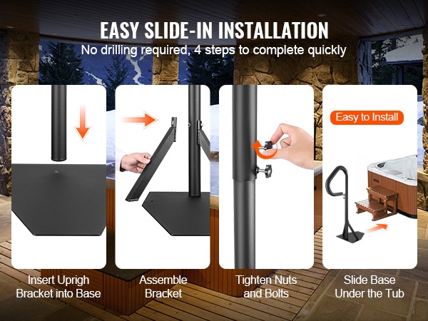 Kaiteen asennus altaan alle