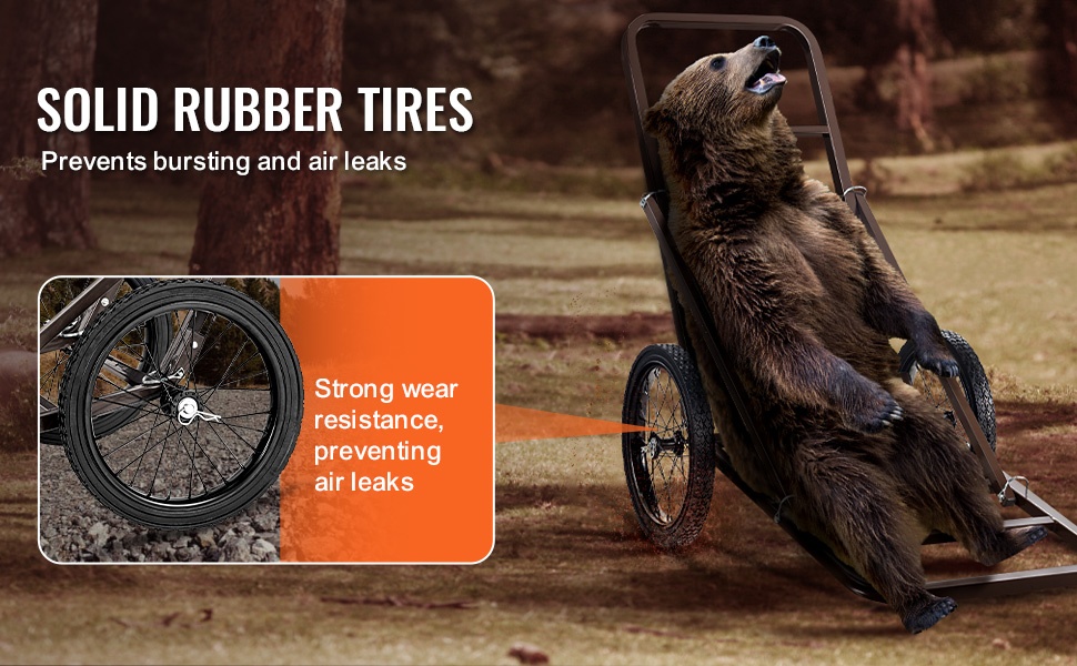 Kiinteät kumirenkaat riistakärryssä