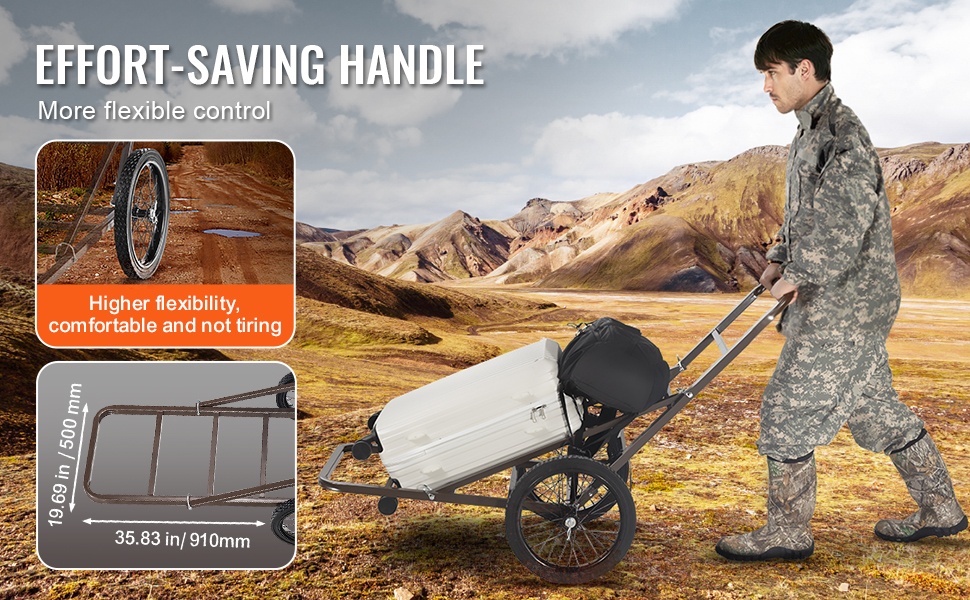 Ergonominen kahva riistakärryssä