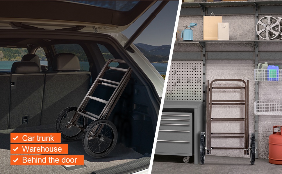 Taitettava riistakärry säilytystä varten