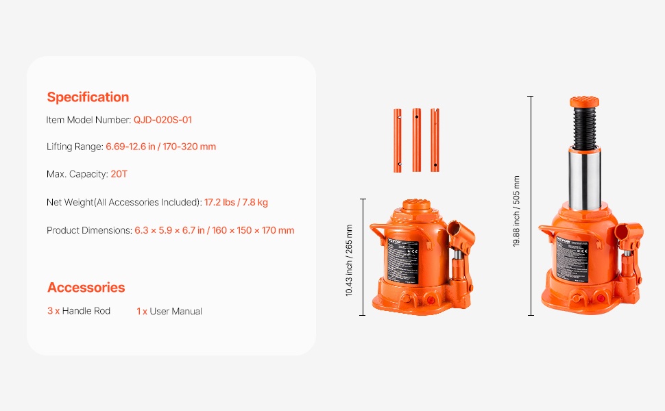 Paineilma-hydraulinen pullotunkki varusteineen