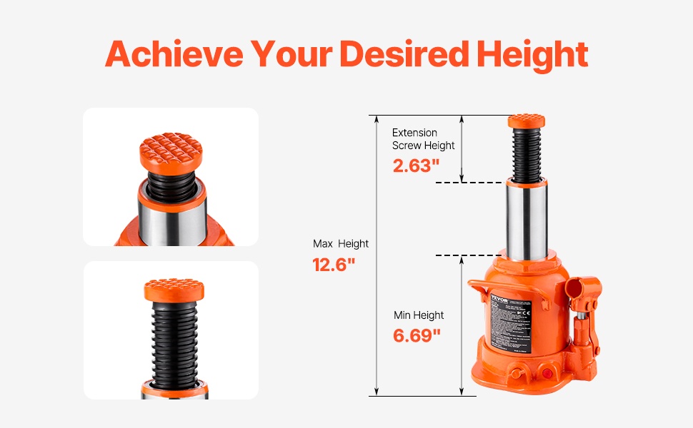 Paineilma-hydraulinen pullotunkki ajoneuvoille