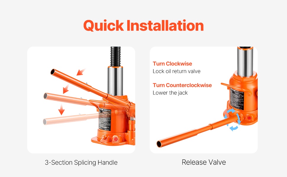 Kestävä teräsrakenne ja 3-osainen kahva