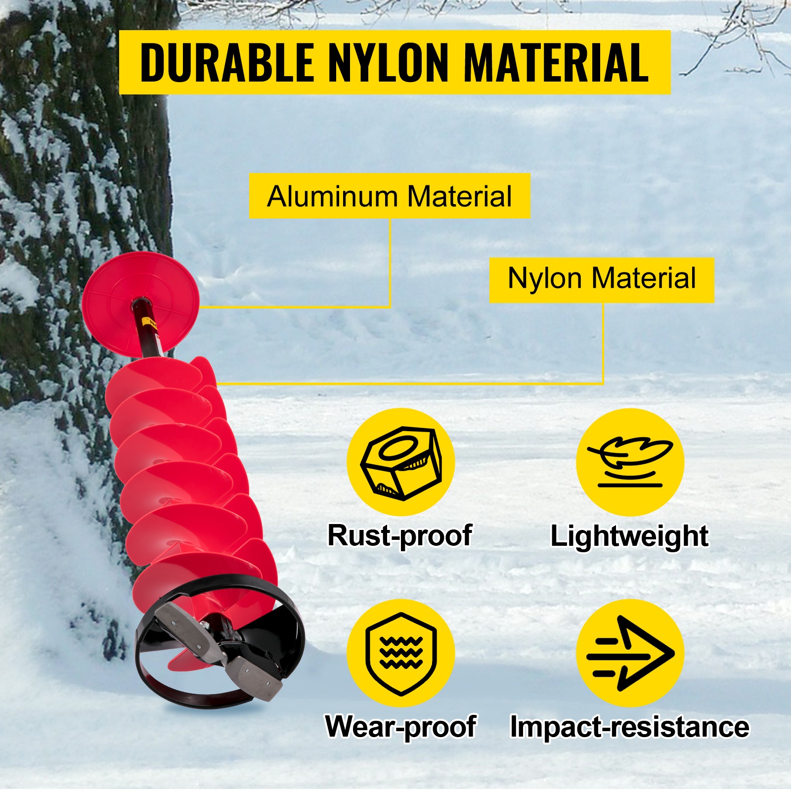 Nailoninen spiraali ja alumiiniakseli