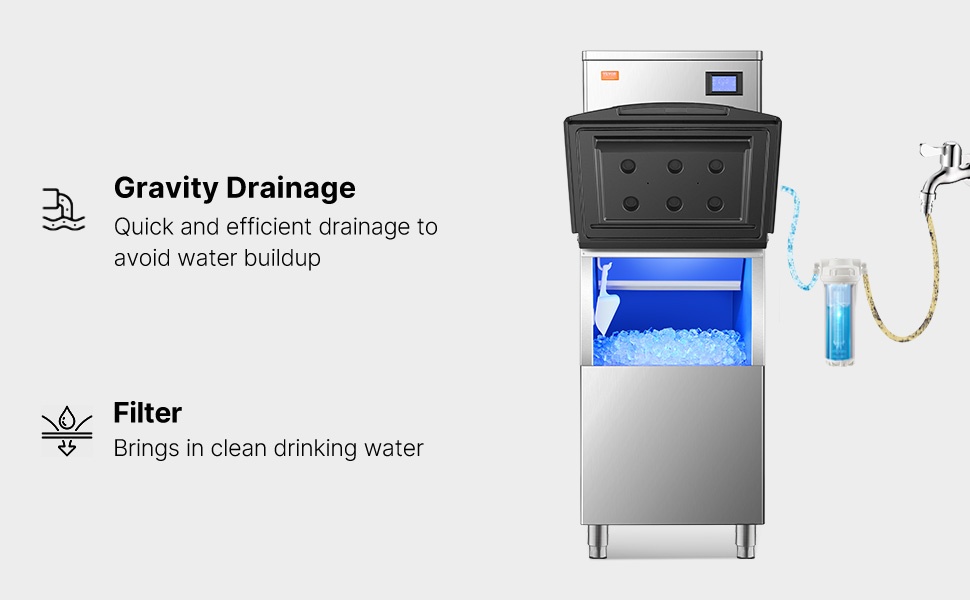 Ruostumattomasta teräksestä valmistettu jääpalakone