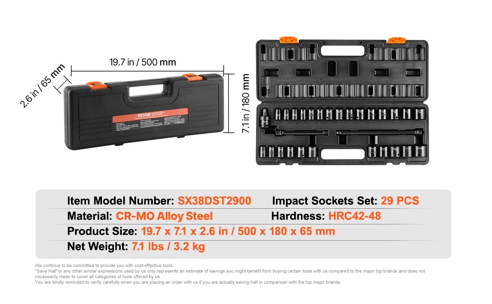 Iskuhylsysarja järjestyksessä säilytyslaatikossa