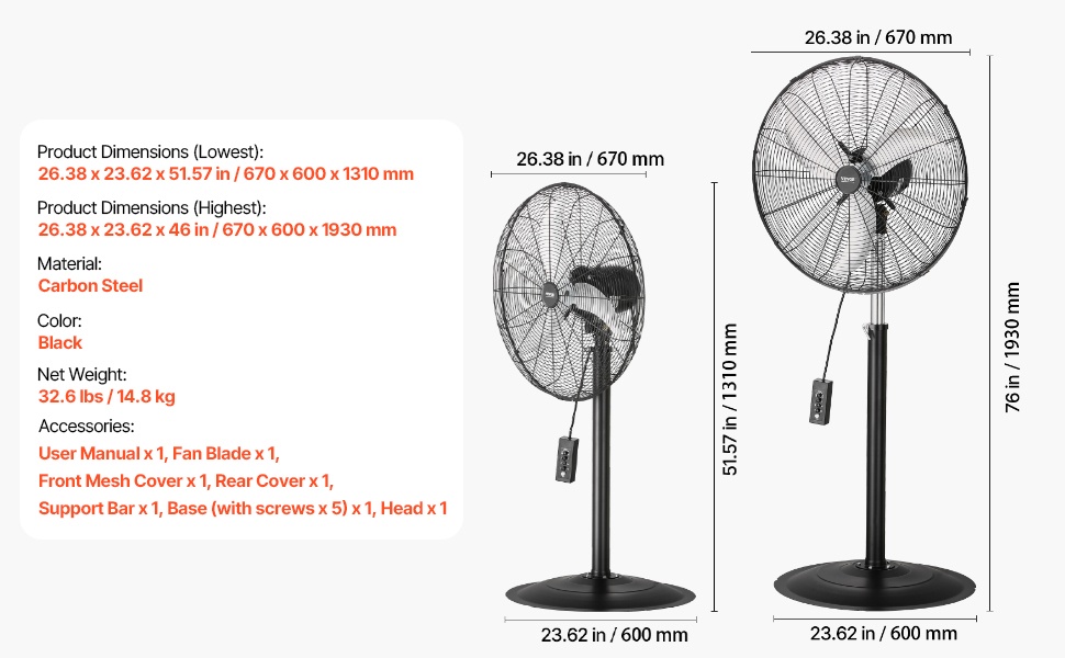 Teollinen jalustatuuletin korkeuden säädöllä