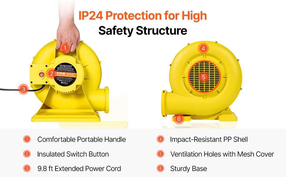 Ilmapuhaltimen ilmavirta ja nopea täyttö