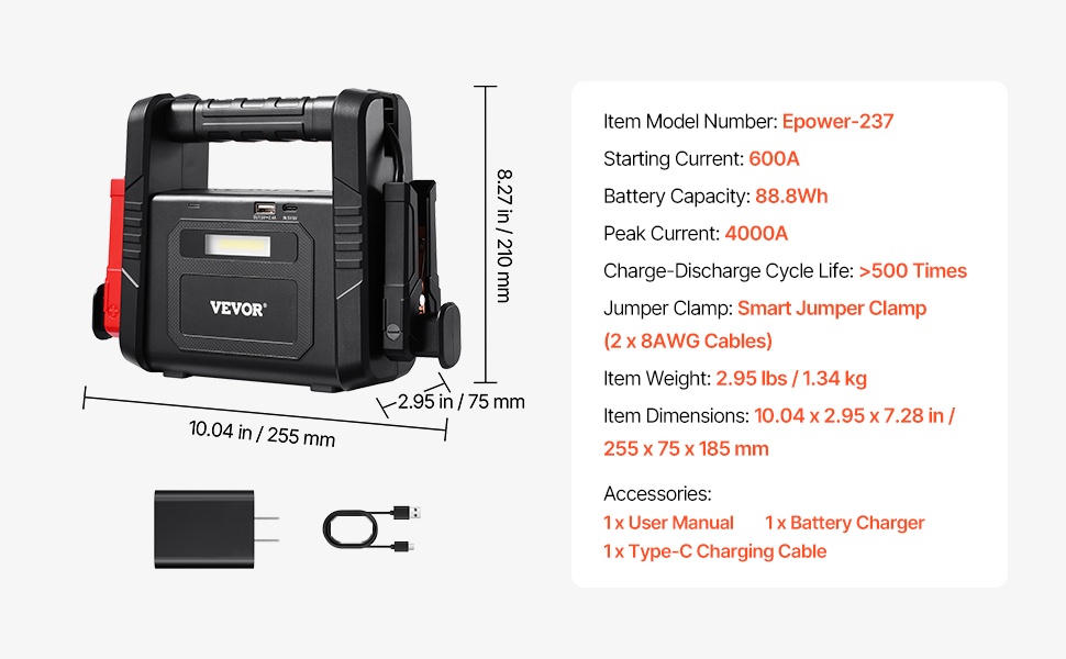 Apukäynnistin, tarvikkeet ja säilytyspussi