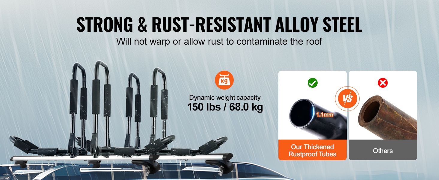 Seosteräksinen rakenne kajakin kattotelineessä