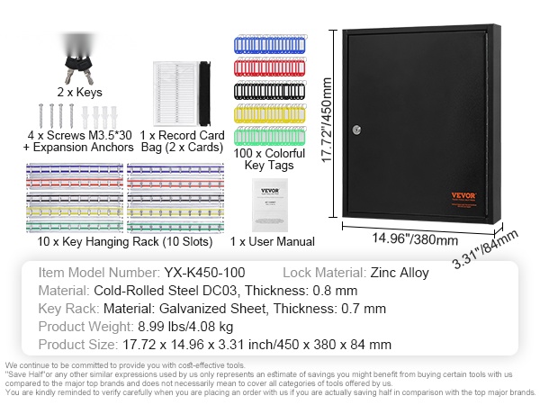 Avainkaapin mitat toisesta kulmasta