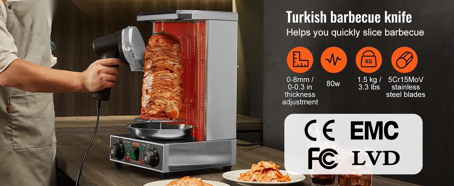 Sähköinen shawarma-veitsi käytössä
