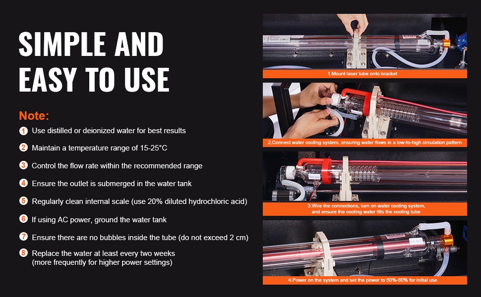 CO2-lasputken jäähdytysvesiohjeet