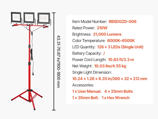 LED-työvalo kuljetusasennossa