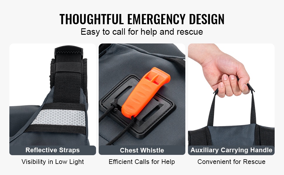 Heijastimet ja pilli kelluntaliivissä