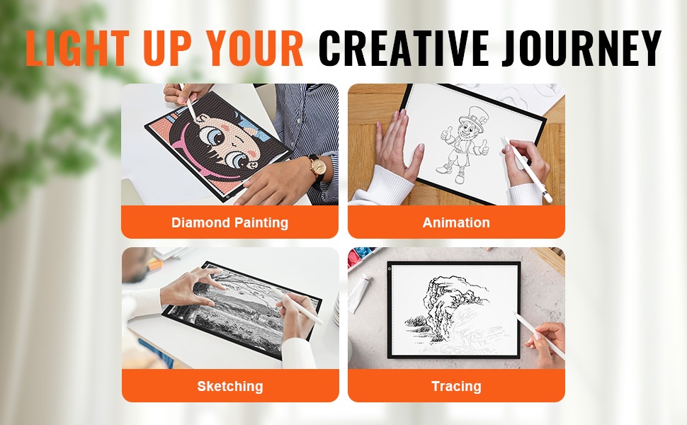 Valotaulu eri taide- ja askarteluprojekteihin