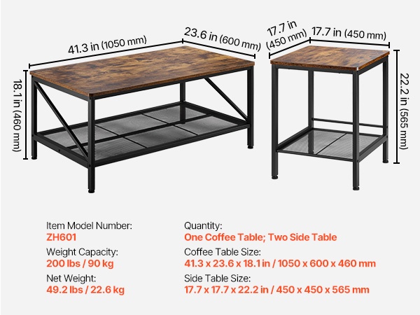 Pöytäsarja olohuoneen sisustuksessa