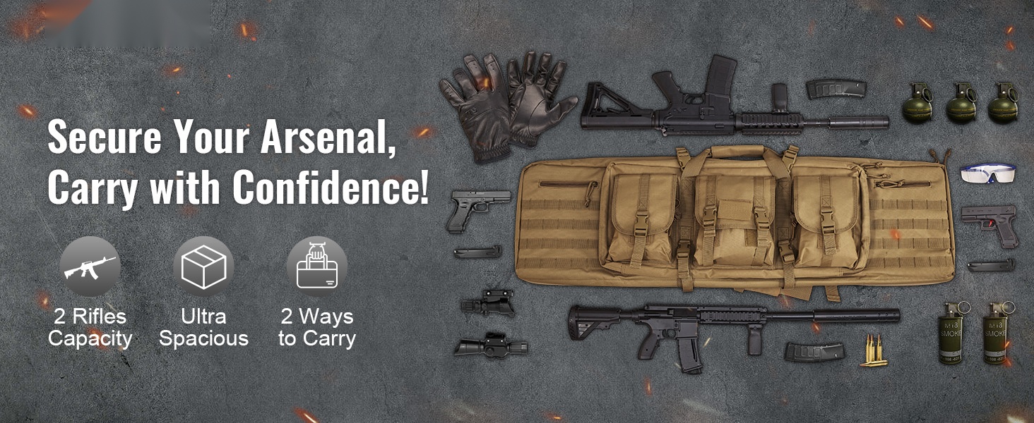 Pitkän aseen laukku edestä