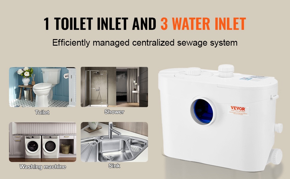 Useita tuloja jätevesipumpun liitäntöihin