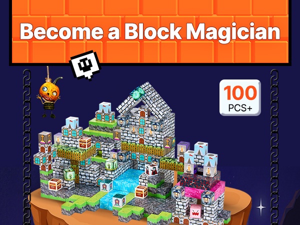 Magneettikuutioiden metsälinnasetti lähikuvassa