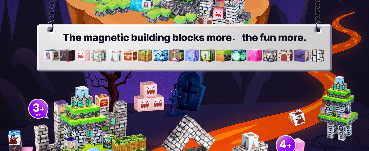 Magneettiset rakennuspalikat tukevilla magneeteilla