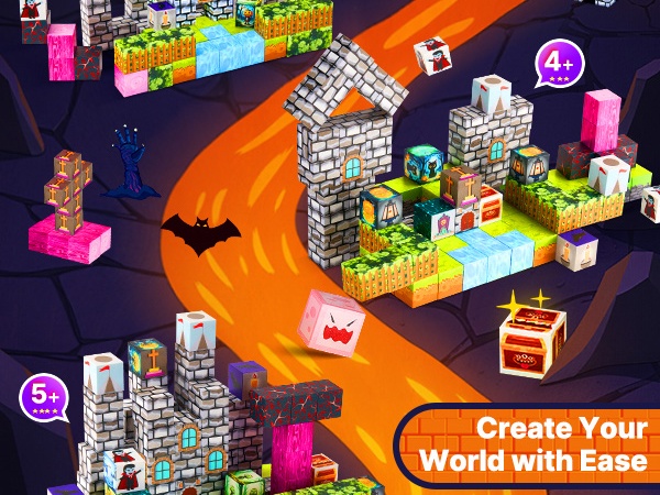 Lasten yhteisleikki magneettikuutioilla