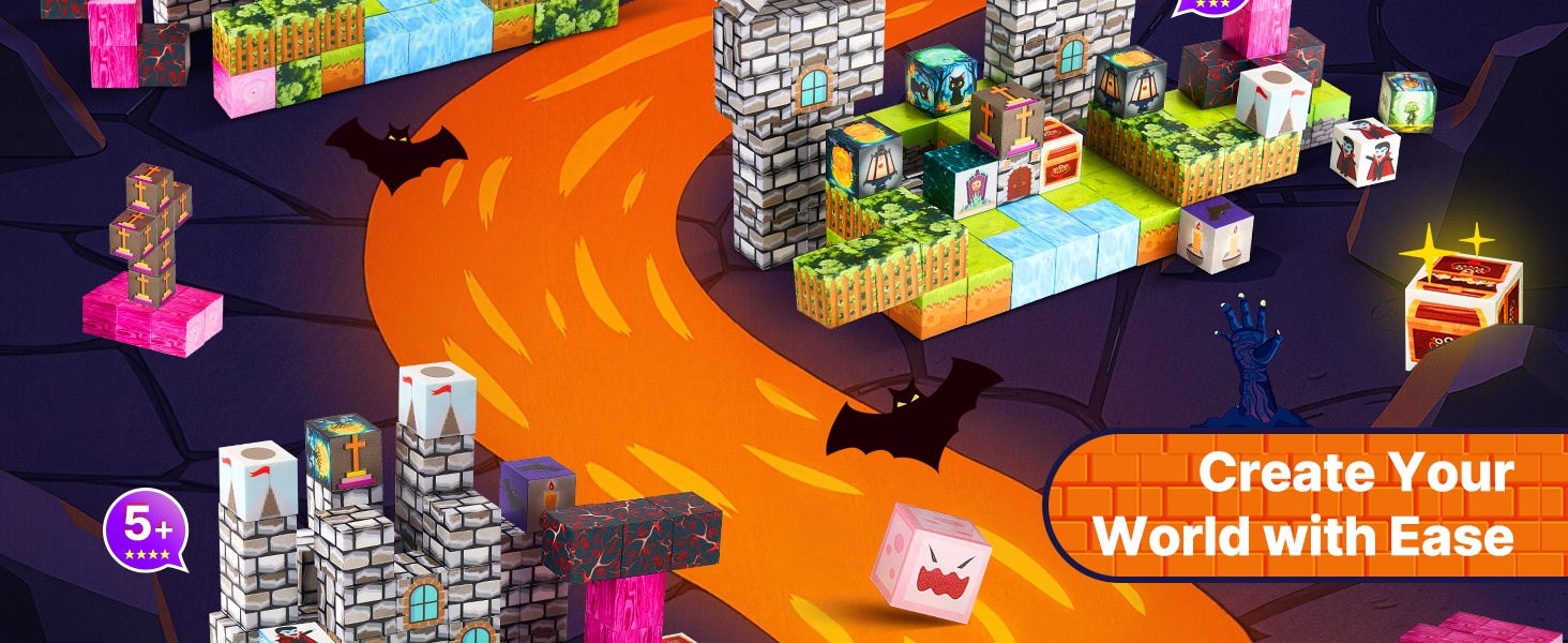 Lapsi rakentaa magneettikuutioilla