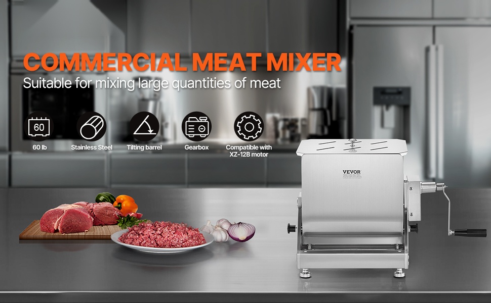 Manuaalinen lihasekoitin ruostumattomasta teräksestä